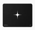 Black gaming mousepad with white star logo, precision engineered for modern setups